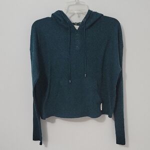 Ted Baker London Dark Green Hooded Waffle Pullover, Size Large